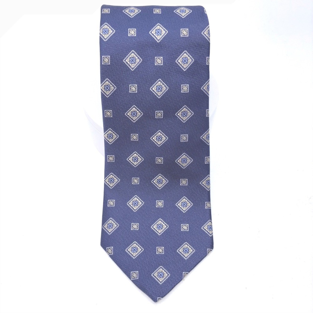 NWT Brooks Brothers Pure Silk 346 Navy Geometric Preppy Mens Necktie See Tag
